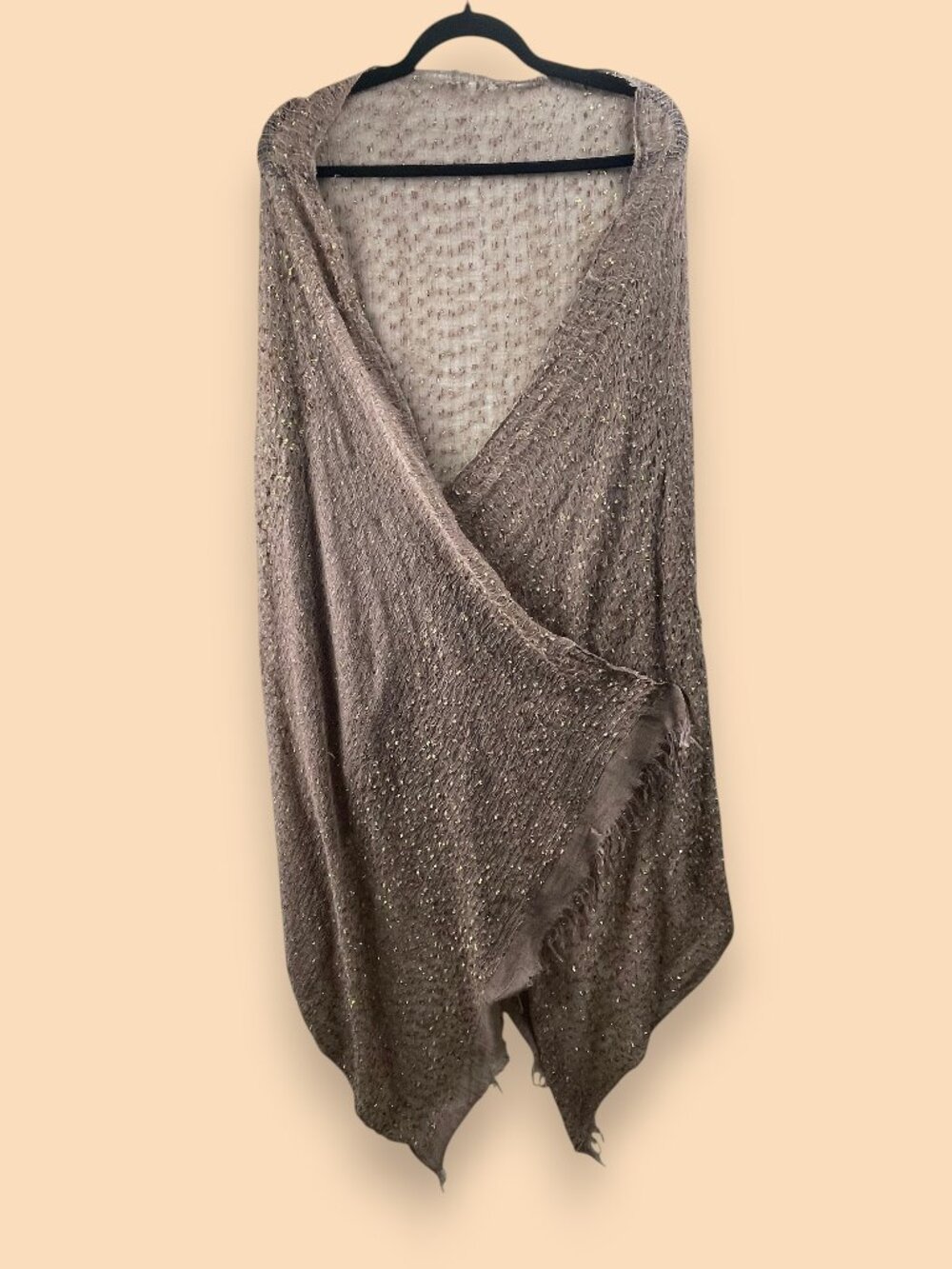 Open-weave Cotton/Lurex Oversized Shawl Boho Evening Wrap Vacation